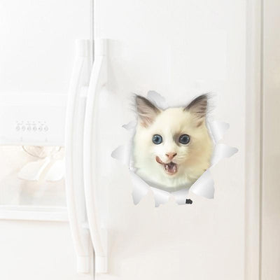 NOUVEAU Sticker tête de chat réaliste - Décoration toilettes & frigo